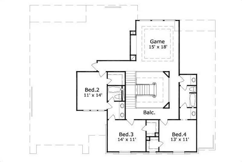 Floor Plan Second Story of Luxury Plan #156-2381