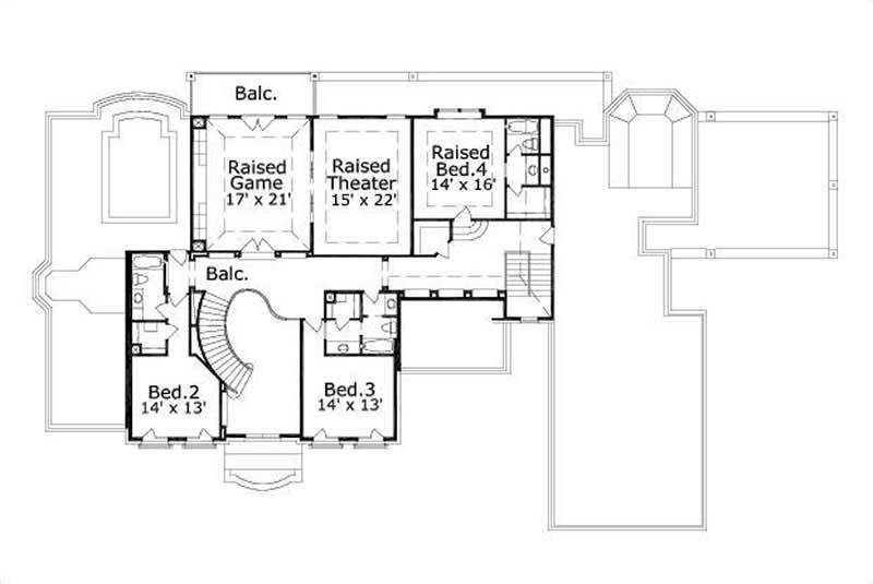 Floor Plan Second Story of French Plan #156-2382