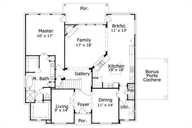 Floor Plan First Story of Luxury Plan #156-2389