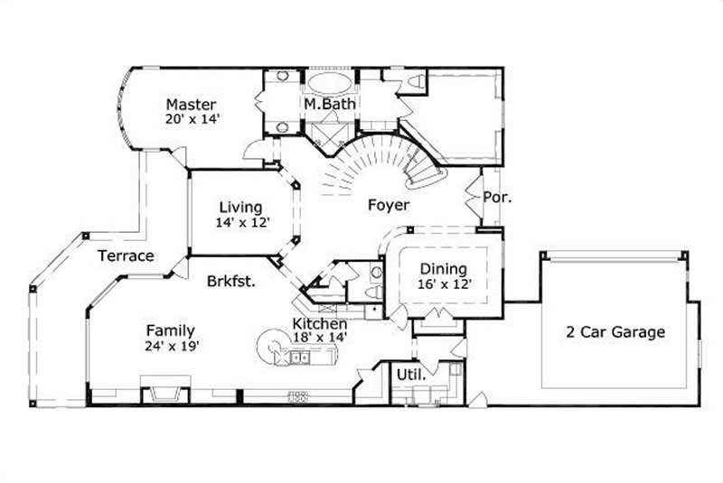 Floor Plan First Story of Country Plan #156-2393