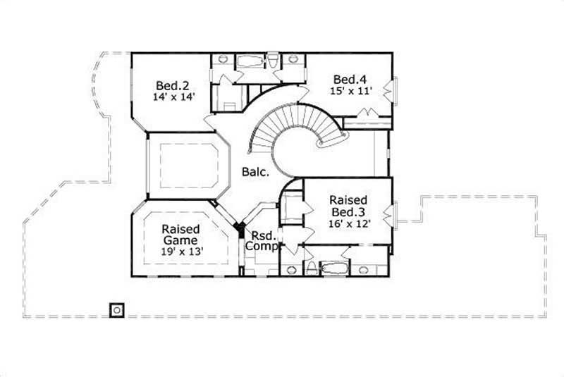 Floor Plan Second Story of Country Plan #156-2393