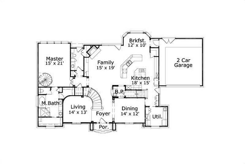 Floor Plan First Story of Luxury Plan #156-2400
