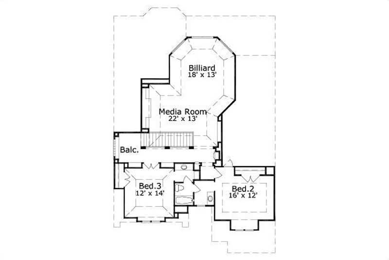 Floor Plan Second Story of Luxury Plan #156-2403
