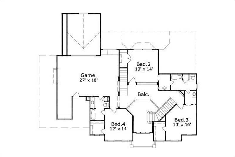 Floor Plan Second Story of French Plan #156-2416