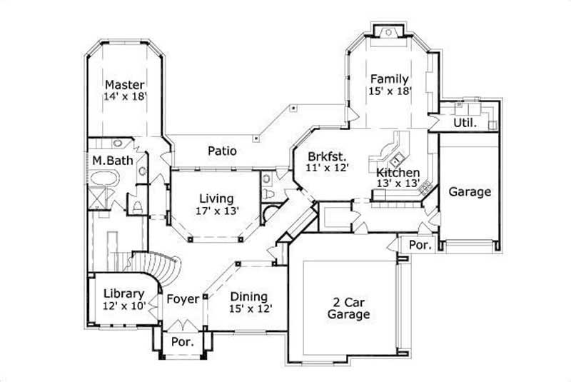 Floor Plan First Story of Luxury Plan #156-2417