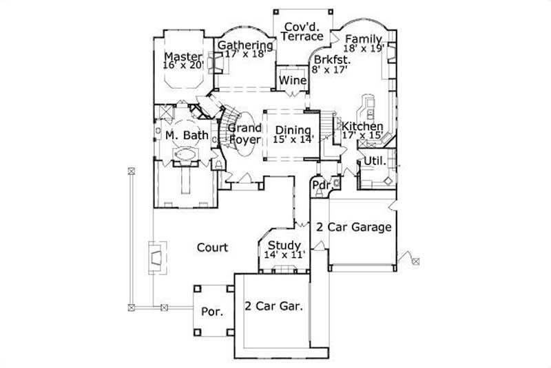 Floor Plan First Story of French Plan #156-2424
