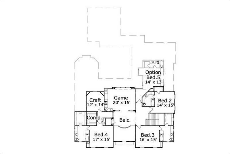 Floor Plan Second Story of Country Plan #156-2427