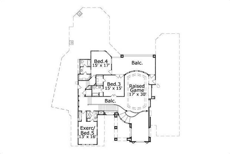 Floor Plan Second Story of Luxury Plan #156-2430