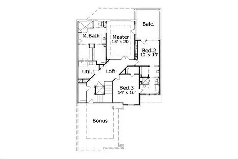 Floor Plan Second Story of Luxury Plan #156-2431