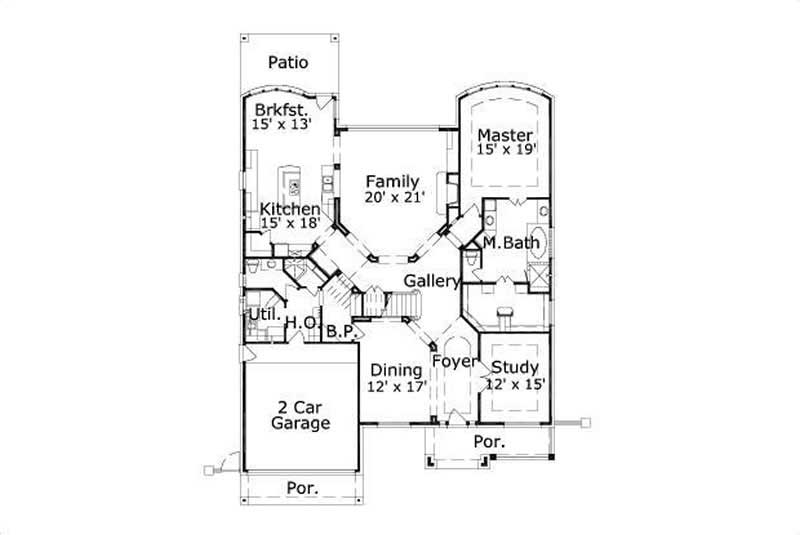 Floor Plan First Story of Luxury Plan #156-2432