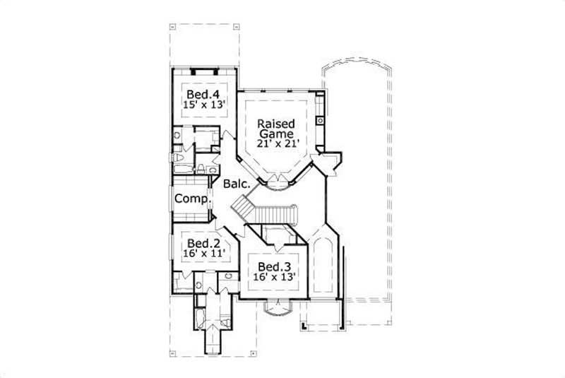 Floor Plan Second Story of Luxury Plan #156-2432