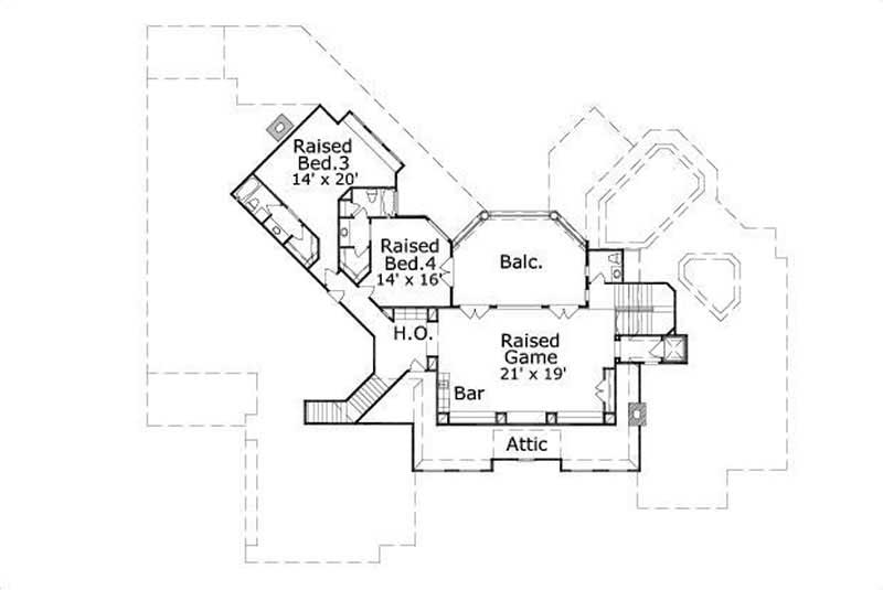 Floor Plan Second Story of Mediterranean Plan #156-2455