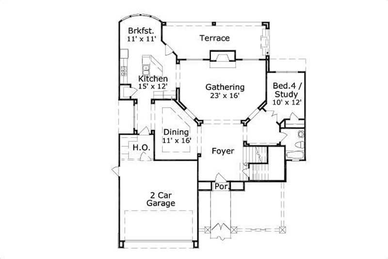 Floor Plan First Story of Country Plan #156-2460