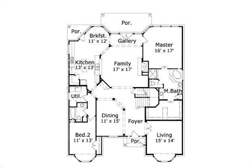 Floor Plan First Story of Luxury Plan #156-2461