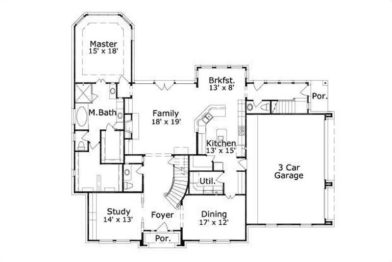 Floor Plan First Story of Luxury Plan #156-2462