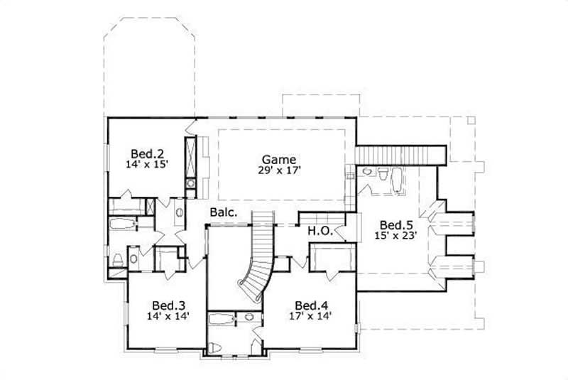 Floor Plan Second Story of Luxury Plan #156-2462