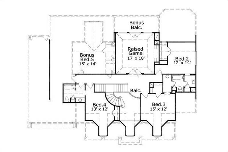 Floor Plan Second Story of Country Plan #156-2463