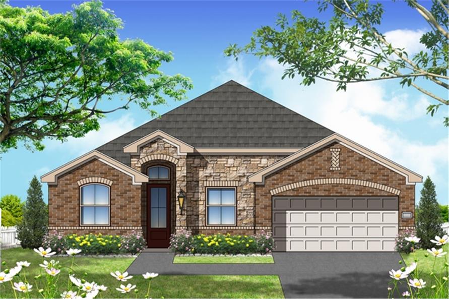 4-Bedroom, 1683 Sq Ft Texas Style House Plan - 156-2465 - Front Exterior