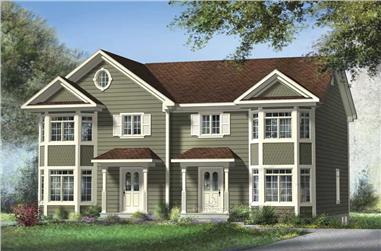 3-Bedroom, 1228 Sq Ft Multi-Unit House Plan - 157-1003 - Front Exterior