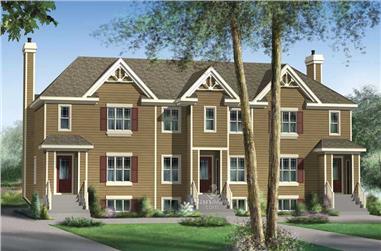 3-Bedroom, 2113 Sq Ft Multi-Unit House Plan - 157-1010 - Front Exterior