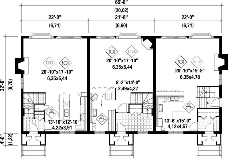 Floor Plan First Story of Multi-Unit Plan #157-1010