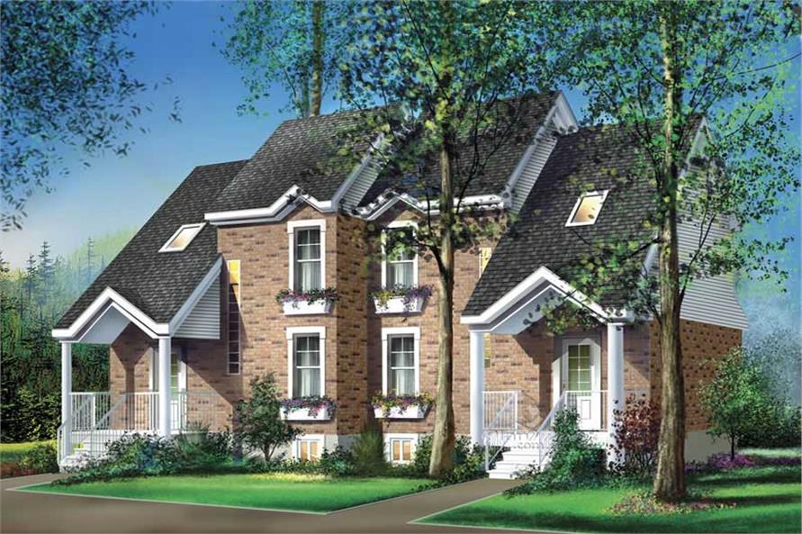 4-Bedroom, 2250 Sq Ft Multi-Unit House Plan - 157-1014 - Front Exterior