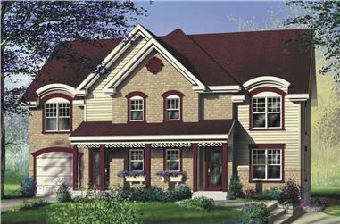3-Bedroom, 1436 Sq Ft Multi-Unit House Plan - 157-1021 - Front Exterior