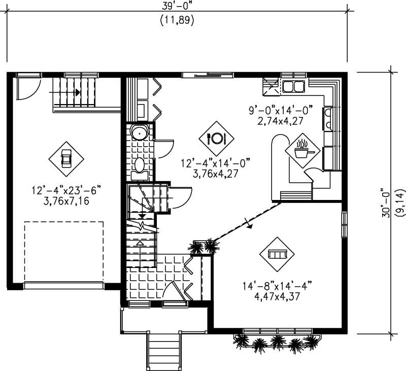 Floor Plan First Story of Country Plan #157-1046