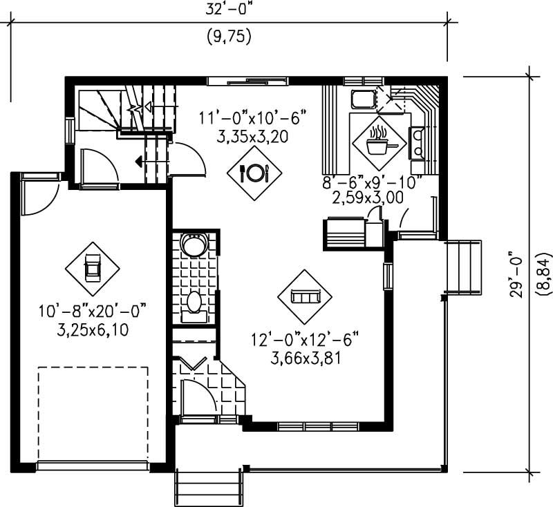 Floor Plan First Story of Country Plan #157-1057
