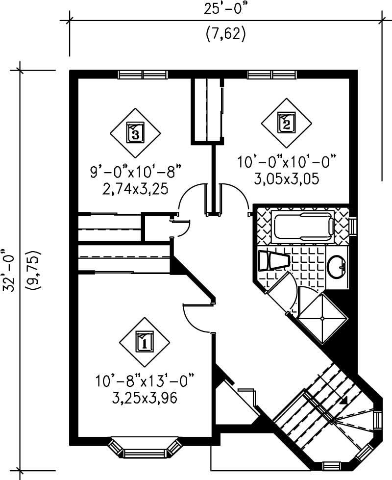 Floor Plan Second Story of Small House Plans #157-1062