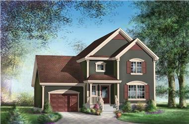 3-Bedroom, 1486 Sq Ft Multi-Level House Plan - 157-1068 - Front Exterior