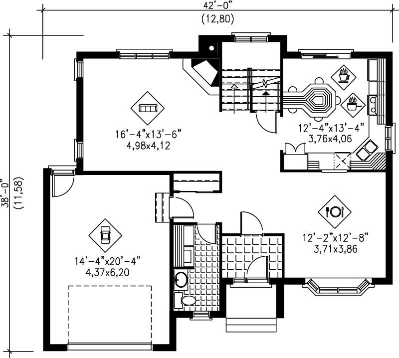 Floor Plan First Story of European Plan #157-1072