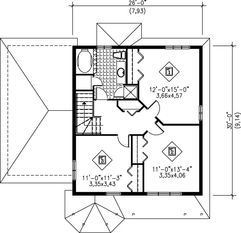 Floor Plan Second Story of Country Plan #157-1087