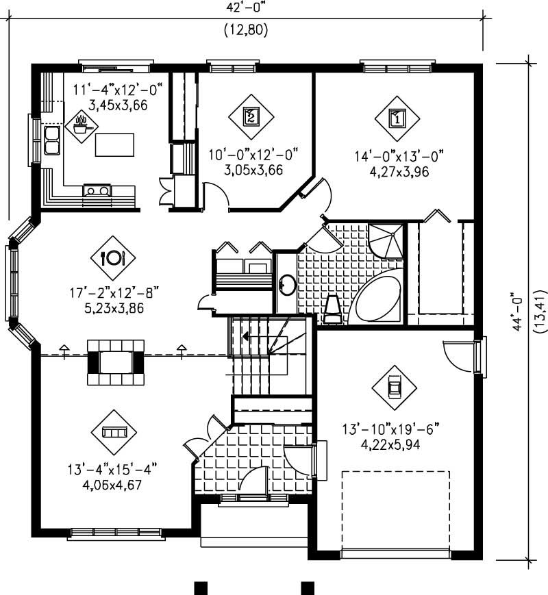Floor Plan First Story of Craftsman Plan #157-1093