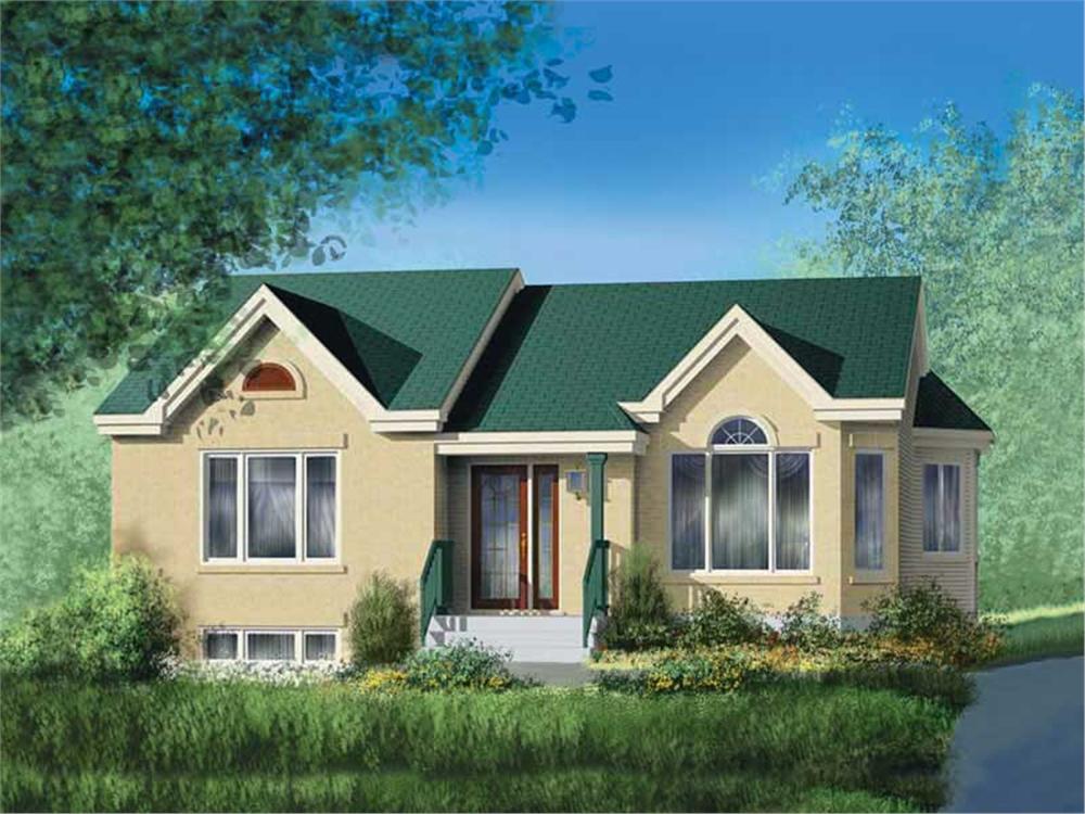 Front elevation of Ranch home (ThePlanCollection: House Plan #157-1100)