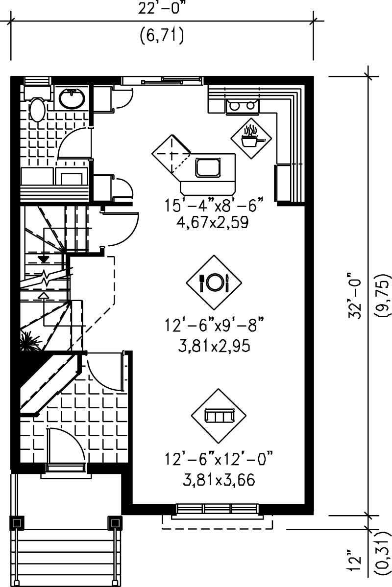 Floor Plan First Story of Ranch Plan #157-1106