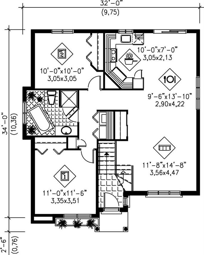 Small, Traditional, Bungalow House Plans - Home Design PI-01143 # 12317
