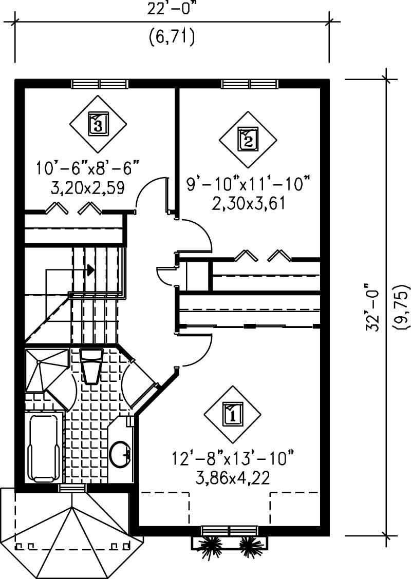 Floor Plan Second Story of Ranch Plan #157-1127