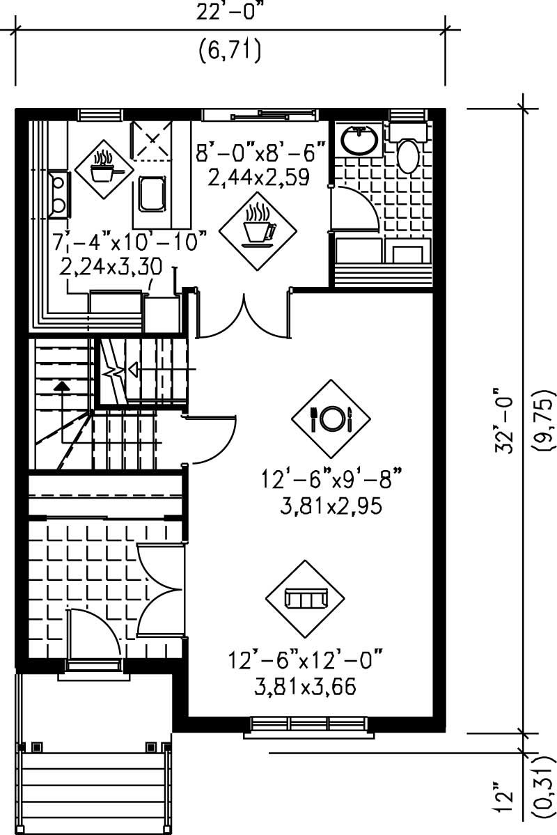 Floor Plan First Story of Ranch Plan #157-1127