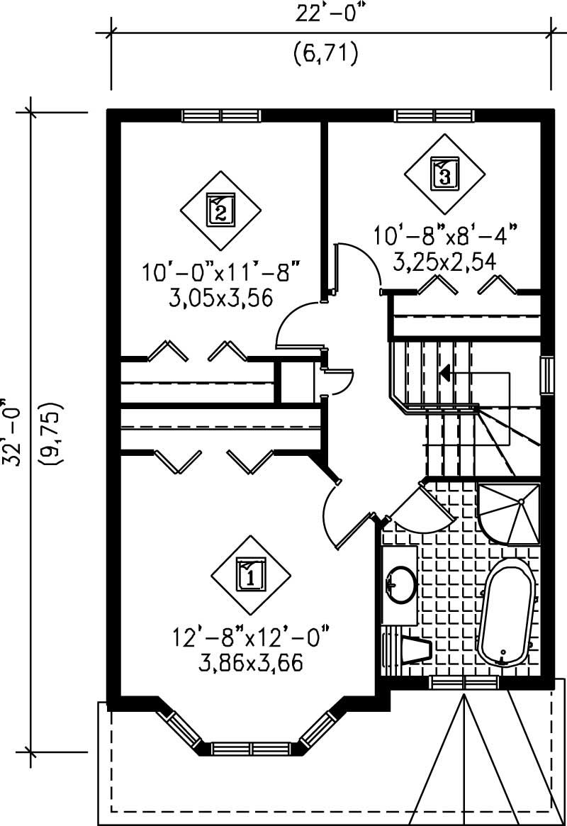 Floor Plan Second Story of Small House Plans #157-1132