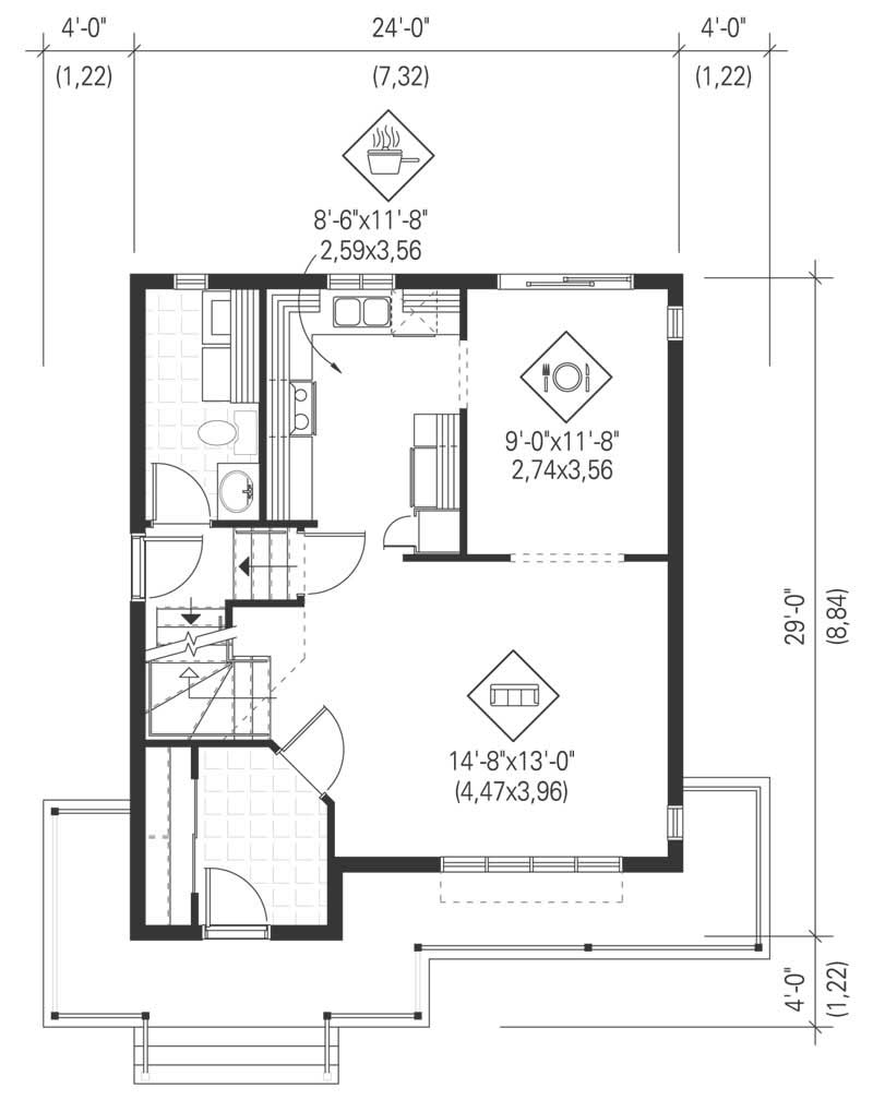 Floor Plan First Story of Country Plan #157-1139