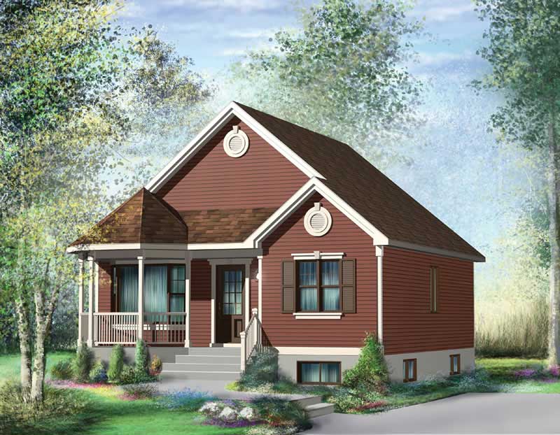 Small 2 Bedroom Bungalow Plan - Unfinished Basement, 845 Sq Ft