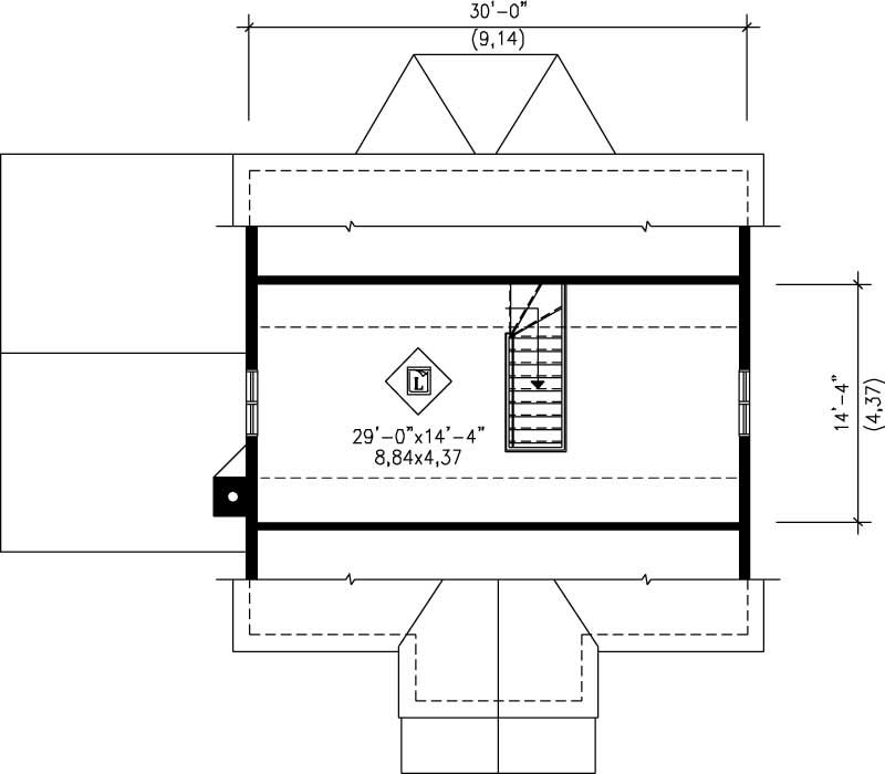 Floor Plan Third Story of Ranch Plan #157-1157
