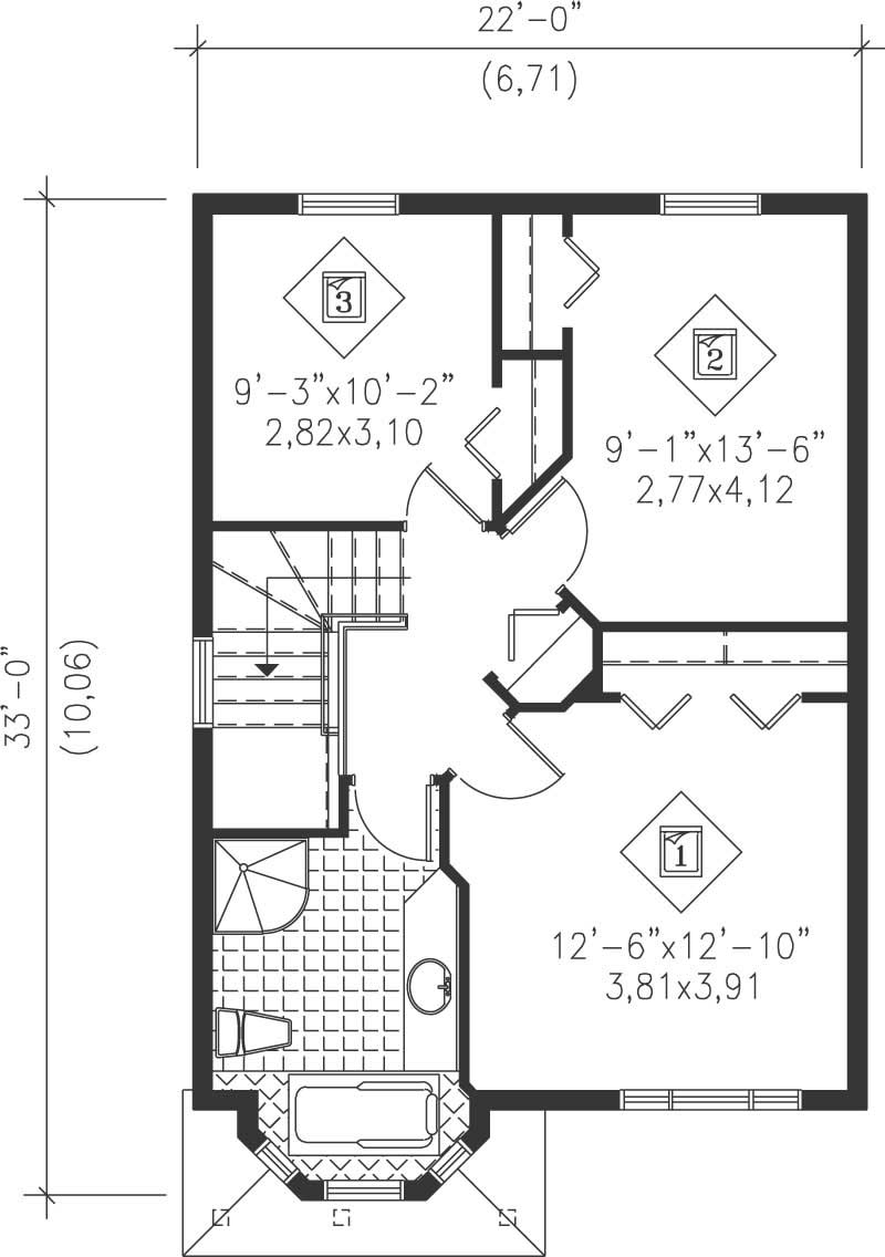 Floor Plan Second Story of Small House Plans #157-1163