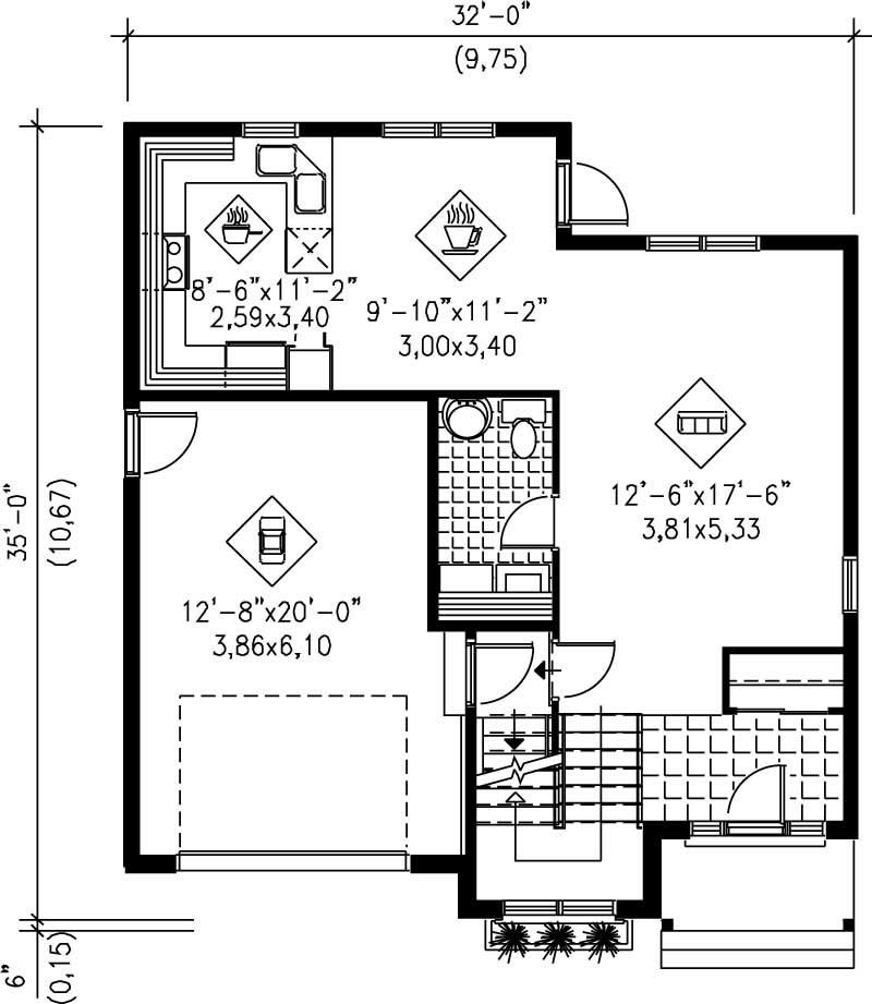 Floor Plan First Story of Contemporary Plan #157-1181