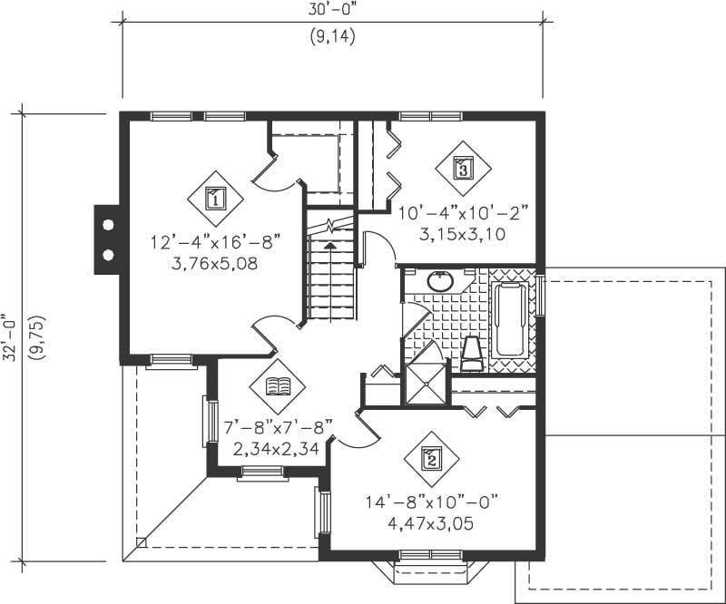 Floor Plan Second Story of Plan #157-1184