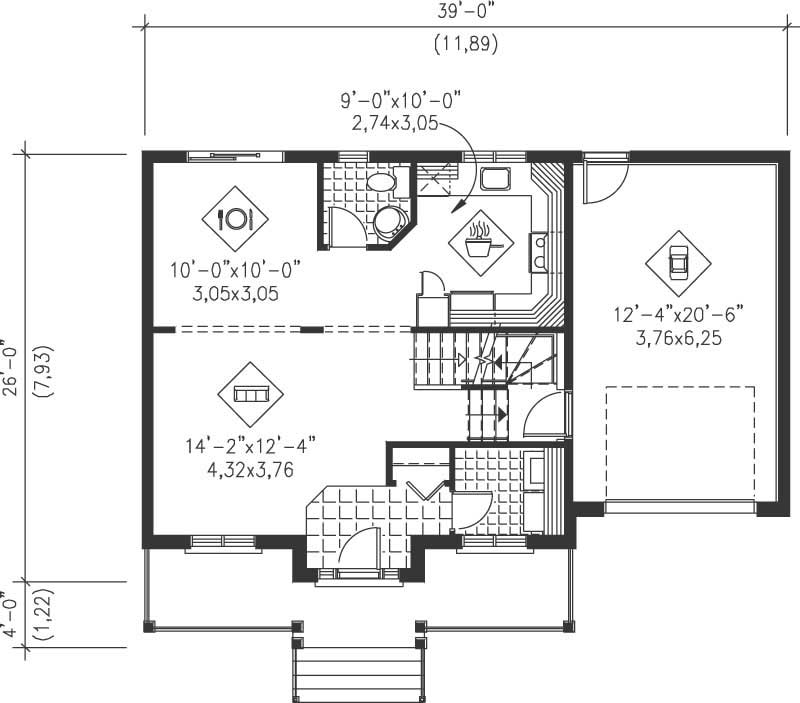 Floor Plan First Story of Country Plan #157-1188