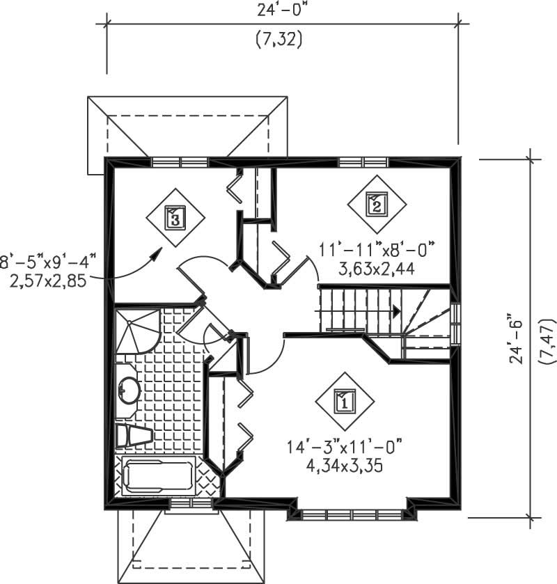 Floor Plan Second Story of Ranch Plan #157-1191