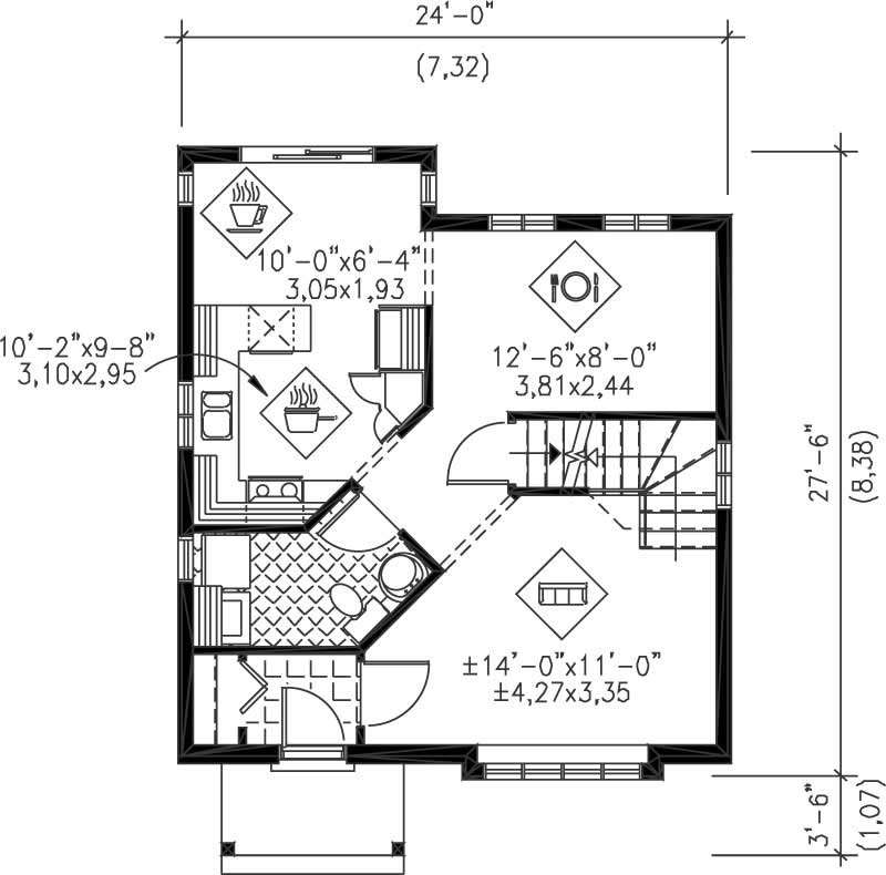 Floor Plan First Story of Ranch Plan #157-1191