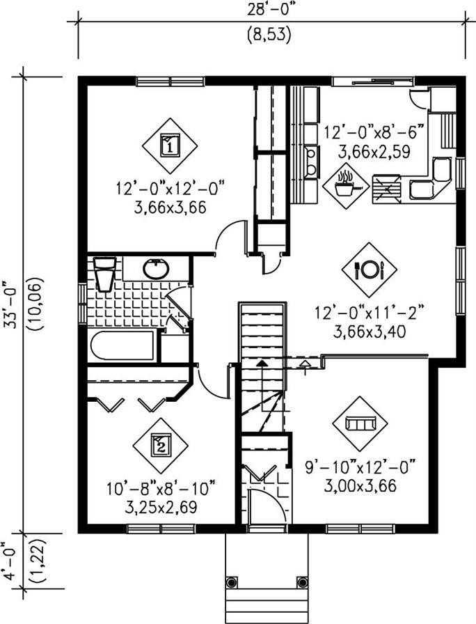 Bungalow Floor Plan 2 Bedrms, 1 Baths 900 Sq Ft 157